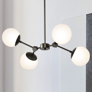 Urban Ambiance Luxury Minimalist Indoor Chandelier,  12''H x 16-1/2"W x 26-1/4''D,  Matte Black Finish, UHP4622 - 1 of 4