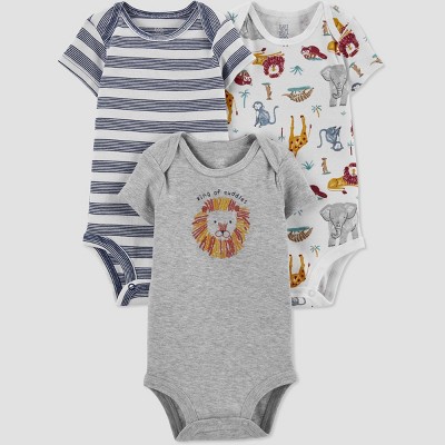 Baby Boys' 3pk Safari Bodysuit - Just One You® made by carter's Gray/Blue 18M
