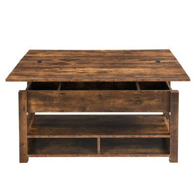 Wooden Lift Top Coffee Table with Hidden Compartment Modern Rectangle Center Tables with Open Storage Shelf Lift Tabletop Dining Table