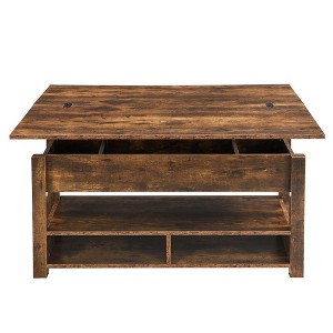 Wooden Lift Top Coffee Table with Hidden Compartment Modern Rectangle Center Tables with Open Storage Shelf Lift Tabletop Dining Table - 1 of 4