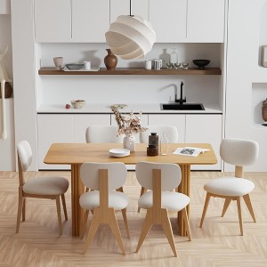 PexFix 67" x 33.5" Solid Wood Farmhouse Dining Table for 4-6 Modern Kitchen Table with Solid Wave Legs for Living Room Kitchen Home Office Natural - 1 of 4