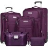Vynxaria 5-Piece Purple Softside Luggage Set Expandable TSA Locks Spinner Wheels Lightweight for Fashion Travel Family Trips - 3 of 4