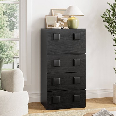 WOWLIVE 4 - Drawer Dresser for Bedroom, Retro Chest of Drawers with Sturdy Structure