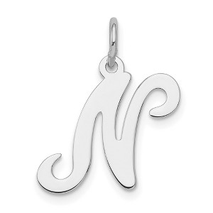 Black Bow Jewelry Sterling Silver, Sophia Collection, Small Script Initial N Pendant - 1 of 4