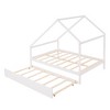 Twin Size Wooden House Bed, Tent-shaped Floor Bed, Fun Playhouse Bed Frames, House Bed Frame With Roof, For Kids Girls & Boys - 4 of 4