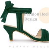 Perphy Women's Open Toe Ankle Tie Ruched Strap Bridal Kitten Heels Sandals - 4 of 4