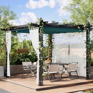 Garvee 10x10ft Outdoor Aluminum Pergola Blue UV Block Canopy, White Mesh Net, Gray Frame, Tool-Free Assembly, Blue Curtains - 1 of 4