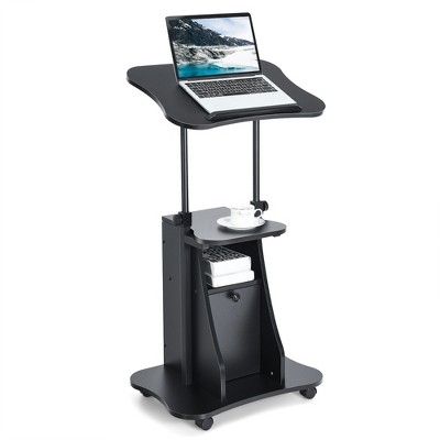 Costway Height Adjustable Standing Desk Mobile Podium Cart W/tilt ...