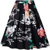 Vintage High-Waist Pleated Skirt - Women's A-Line Midi Skirt with Retro Flair Black and White Flower - 2 of 4