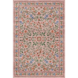 Acekool Washable Area Rug,Non Slip Vintage Floral Rug for Bedroom, Ultra-Thin Floor Carpets Rugs for Living Room Dining Room Home Office - 1 of 4