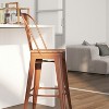 Merrick Lane 30" Metal Indoor-Outdoor Counter Stool with Vertical Slat Back, Integrated Footrest and Wood Seat - 3 of 4