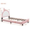 KTMBDW Cute Twin size Upholstered Bed With Unicorn Shape Headboard, Twin Size Platform Bed with Headboard and Footboard, White+Pink - 4 of 4