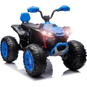 2-Seater Kids ATV Ride-On, 24V Electric Quad 4 Wheeler with 800W Motors, 7Ah Battery, Bluetooth, MP3, USB, Spring Suspension, Knee Pads - 1 of 4