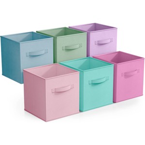 Sorbus 11 Inch 6 Pack Foldable Fabric Storage Cube Bins with Handles - for Organizing Pantry, Closet, Nursery, Playroom, and More - 1 of 4