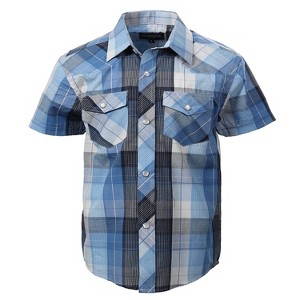 Gioberti Boy's Casual Western Plaid Pearl Snap-on Buttons Short Sleeve Shirt - 1 of 2