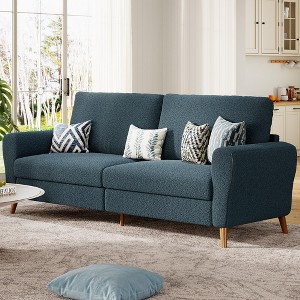 84 Inch Modern Sofa Couch, Large 3-Seater Sofa with Streamlined Armrests, Boucle Loveseat Wood Feet, Comfy Couch for Living Room, Apartment, Lounge - 1 of 4
