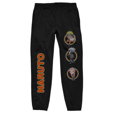 Naruto Shippuden Akatsuki Kanji Men's Black Graphic Jogger Pants-xl : Target