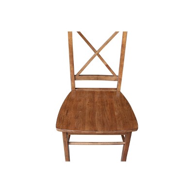 White Cross Back Solid Wood Side Chair