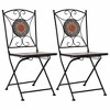 vidaXL Folding Bistro Chairs - Mosaic Outdoor Seat Set - Orange/Gray Ceramic - Patio/Garden - 2 of 4