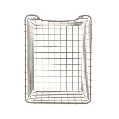Vintage Chic Satin Nickel Scoop Wire Storage Basket