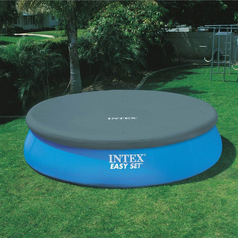 Intex Inflatable Easy Set Above Ground Round Swimming Pool Outdoor Pool Set for Backyards with 15' Round Cover, Ladder, and Filter Pump, Blue, 3 of 7