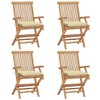 vidaXL Garden Chair Set of 4 Teak Solid Teak Wood Standard Foldable - 2 of 4