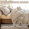 Washed Cotton Queen Duvet Cover Set, Ruffle, Linen Textured, Farmhouse Shabby Chic, 3pcs Aesthetic French Country Bedding - 3 of 4