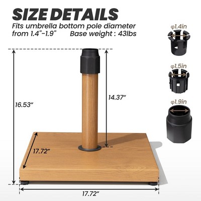 Crestlive Products 45lbs Patio Umbrella Base  Heavy Duty Outdoor Patio Market Umbrella Stand for Deck, Poolside, Balcony, Wind-Resistant Design