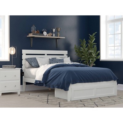 Oxford White Full Bed with Foot Drawer and USB Charger