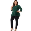 Agnes Orinda Women's Plus Size Pleated Crew Neck 3/4 Sleeve Peplum Dressy Casual Blouses - 3 of 4
