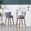 Roundhill Furniture Leland Fabric Upholstered Wingback Bar Stools, Gray, Set of 2 - 3 of 4