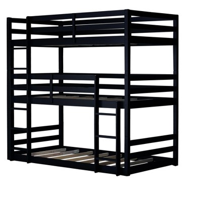 NicBex Triple over Twin Bunk Bed with Guardrail,Triple Loft Bed with Two Built-in Ladders and Converts to 3 Twin Beds,Bunk Beds for Bedroom