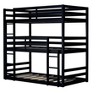 NicBex Twin Size Bunk Bed Convertible Triple Wooden Bed Frame with 2 Ladders and Full Length Guardrail, No Box Spring Required - 3 of 4
