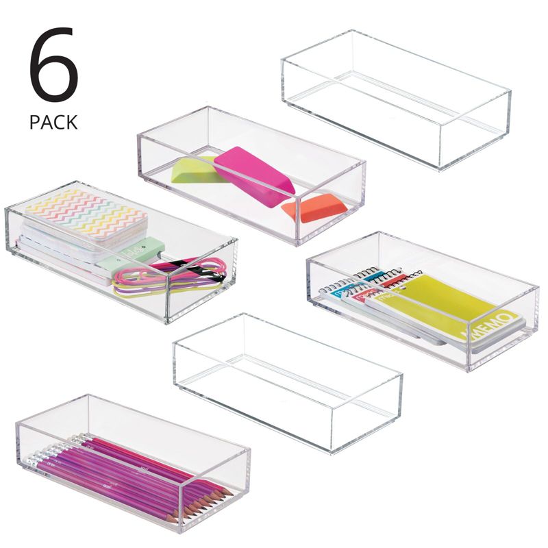 mDesign Plastic Square Desk Organizer for Office Desktop Drawers, 2 of 9