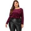 Agnes Orinda Women's Plus Size Velvet Long Sleeve Festival Fashion Top - 3 of 4