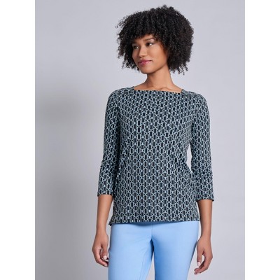 Jones New York 3/4 Sleeve Square Neck Blouse