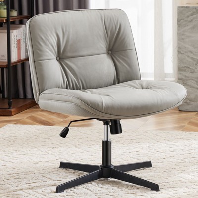 NicBex PU Leather Armless Office Chair with Wheels,Criss Cross Chair with Adjustable  Height,Cozy Gaming Chair,Desk Chair for Office