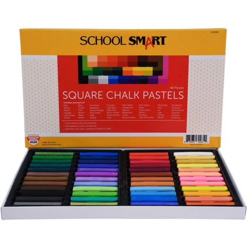 School Smart Square Chalk Pastels Assorted Colors Set of 48