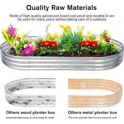 7x3x1 FT Galvanized Steel Garden Bed - Oval Large Outdoor Planter Box for Vegetables, Flowers, Open Bottom Design with Safety Edges, Easy Assembly