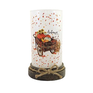 Stony Creek 8.5 Inch Autumn Pre-Lit Cyklinder W/Base Fall Leaves Novelty Sculpture Lights - 1 of 3