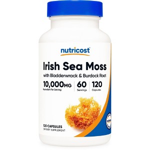 Nutricost Irish Sea Moss Extract (10,000mg) 120 Capsules - Bladderwrack, Burdock Root, Vegan, GMO-Free, 60 Servings - 1 of 4