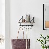 6 Hook Amelia Wall Shelf with Hanging Rod Black/Rustic - Danya B. - 4 of 4