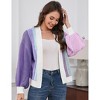 KOJOOIN Women's Color Block Open Front Long Sleeve Casual Cardigan Sweater Ribbed Knit Cropped Cardigan Sweaters - 4 of 4