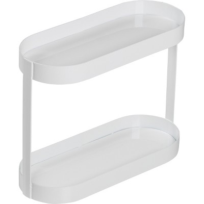 Honey-Can-Do Wall Mounted Bathroom Shelf with Towel Bar and Oval Top Tray, White