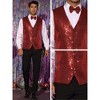 INSPIRE CHIC Men's V-Neck Disco Party Shiny Sequins Waistcoat with Bowtie - 4 of 4