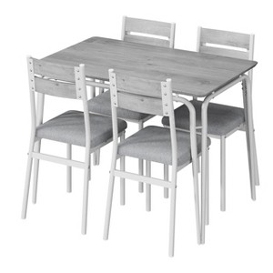 Kitchen Dining Room Table Sets for 4, 5-Piece Metal and Wood Dining Table Set for 4 - 1 of 4