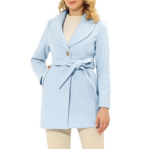 INSPIRE CHIC Women's Casual Shawl Collar Single Breasted Belted Overcoat - 1 of 4