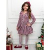 Burgundy Houndstooth Jacket and Pleated Skirt Set Mia Belle Girls - 3 of 4