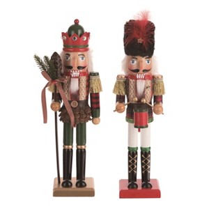 Transpac Christmas Wood Plaid Nutcracker Figurine Set of 2 Christmas Home Decorations - 1 of 1