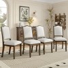 Modern Linen Upholstered Dining Chairs Set of 4 with Rubberwood Legs,High Curved Backrest,Farmhouse Wooden Kitchen Dining Chair-Coolbibila - 2 of 4